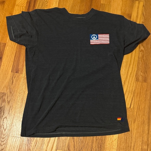 Aviator Nation Rare Black T-Shirt with Peace Flag Design - Picture 1 of 5